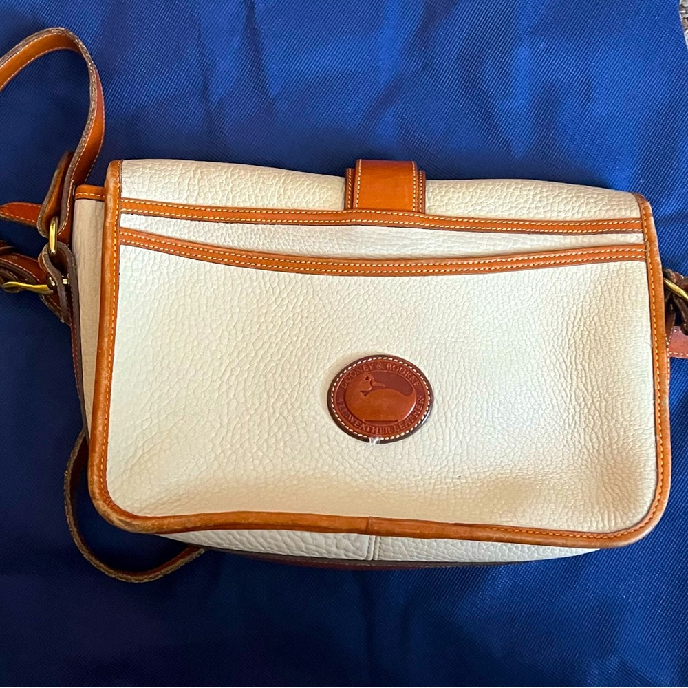 Dooney & Bourke Vintage Equestrian Tack Bag White  Tan Trim